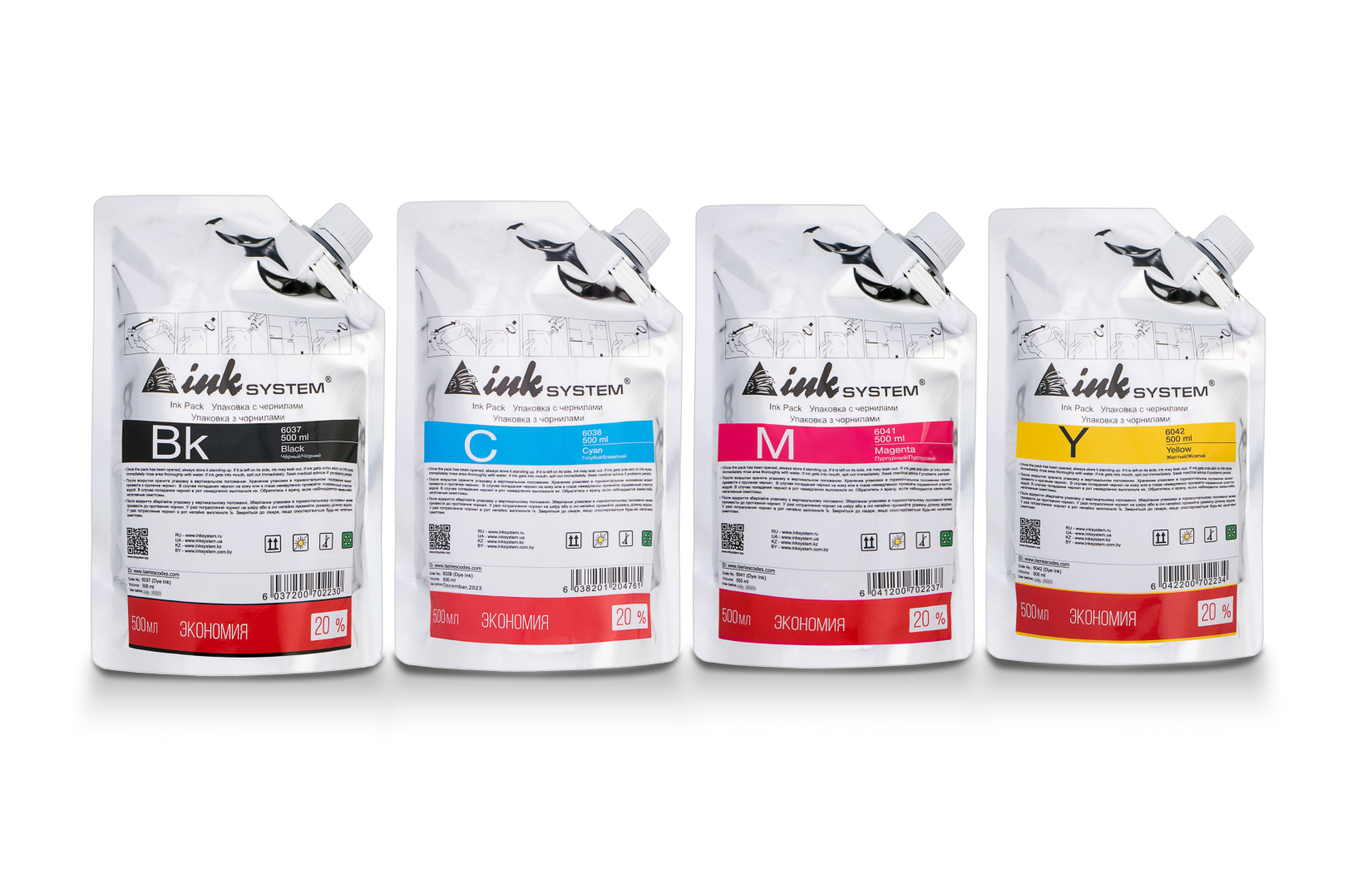 изображение Комплект сублимационных чернил INKSYSTEM 500 мл (4 цвета)