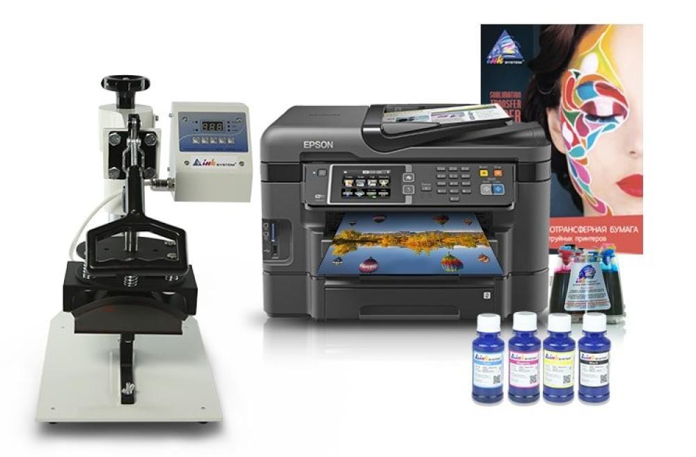 картинка Кепочный термопресс INKSYSTEM и МФУ Epson WF-3640DTWF с набором для сублимационной печати - изображение 1