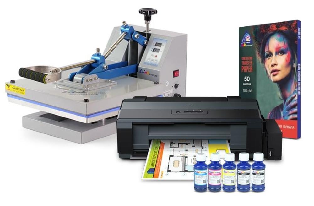 картинка Планшетный термопресс INKSYSTEM P-3838 38*38 см и принтер Epson L1300 с набором для сублимационной печати - изображение 1