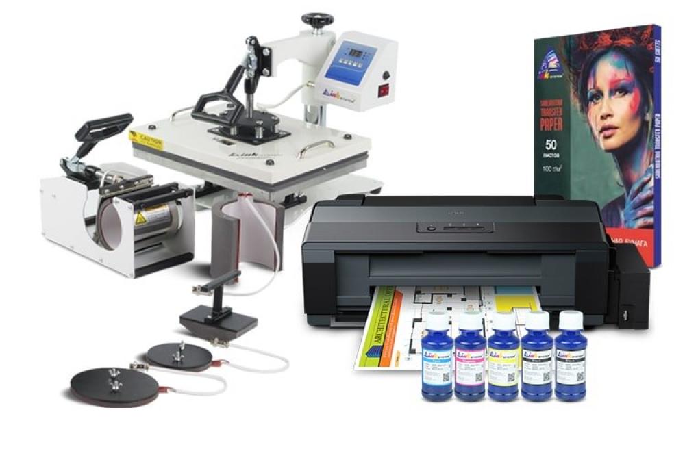 фото Многофункциональный термопресс INKSYSTEM C-06-2938 6 в 1 и принтер Epson L1300 с набором для сублимационной печати - изображение 1