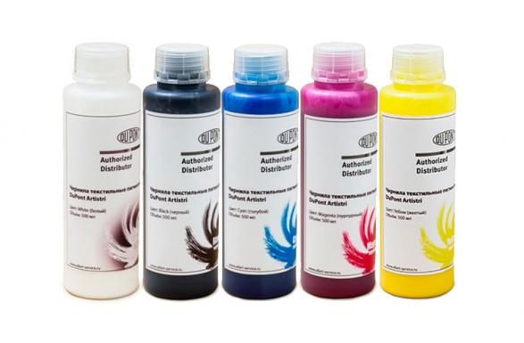 картинка Комплект текстильных чернил DuPont Artistri, 500 мл (4 цвета) + White 500 мл