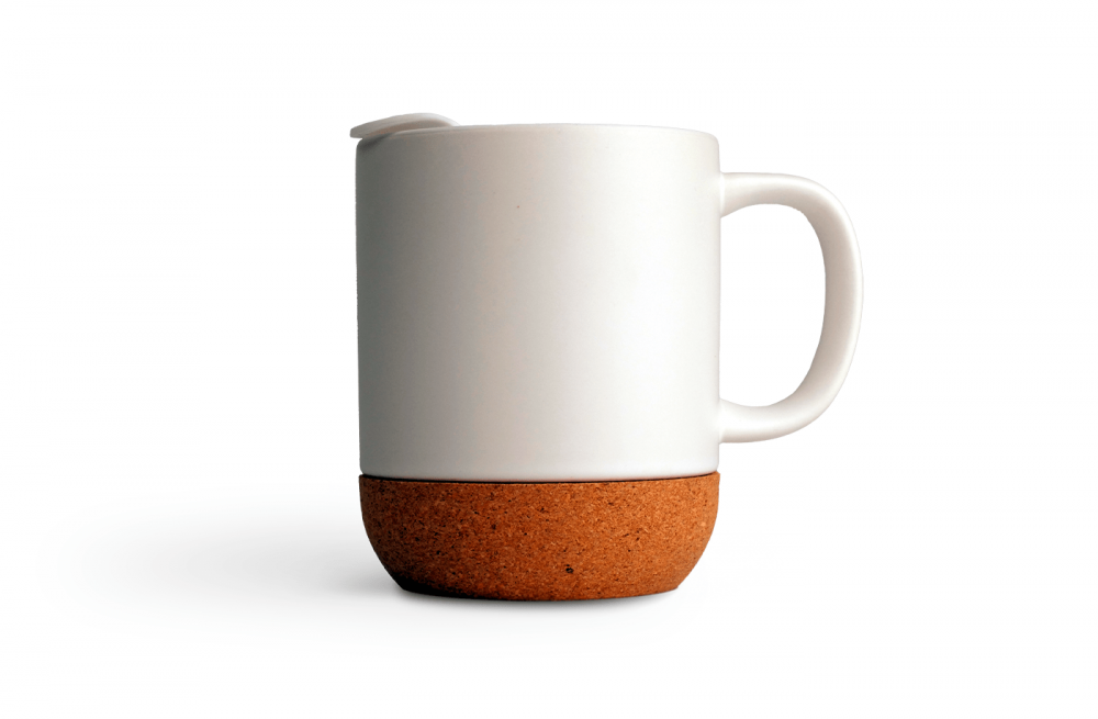 изображение Чашка для сублимации с пробковой подставкой, 400 мл (белый) - изображение 1