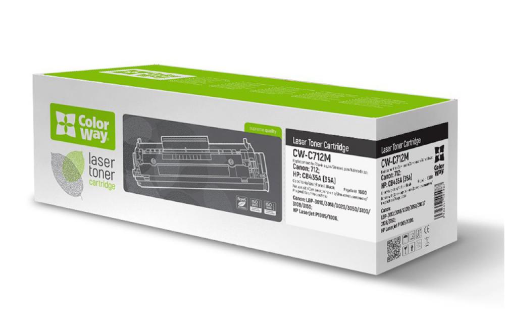 Лазерный картридж ColorWay для Canon LBP-3010/3020: 712, HP LaserJet P1005/1006: CB435A (35A) (черный) - inksystem.kz картинка Лазерный картридж ColorWay для Canon LBP-3010/3020: 712, HP LaserJet P1005/1006: CB435A (35A) (черный)