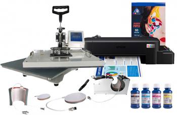 Многофункциональный термопресс INKSYSTEM C-04-2938 4 в 1 и принтер Epson L121 с набором для сублимационной печати