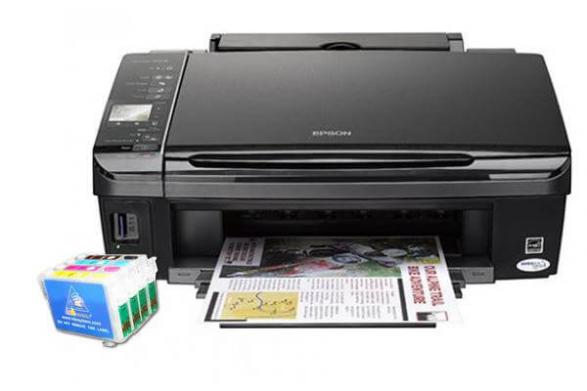 изображение МФУ Epson Stylus SX420W с ПЗК и чернилами