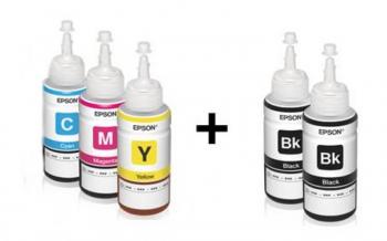 Оригинальные чернила для Epson L1300, 3 цветных + 2 черных (70 ml)