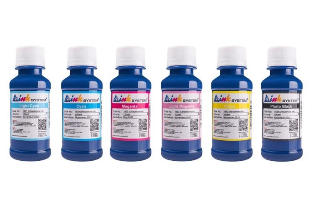 изображение Комплект пигментных чернил INKSYSTEM для мелованной бумаги (Art-ink) 6 цветов (100 ml) - изображение 1